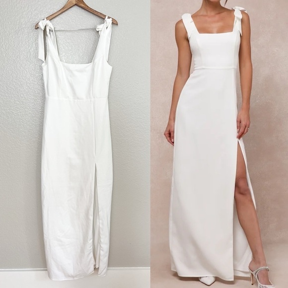 NWOT Your Sweetie White Tie-Strap Column Maxi Dress - Picture 1 of 9